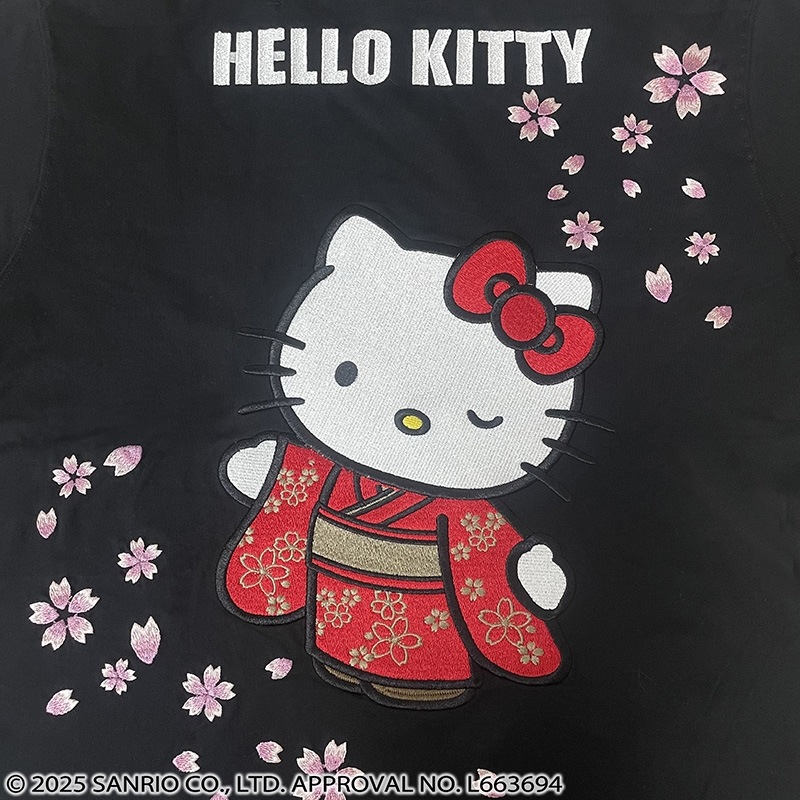 絡繰魂 × Sanrio 着物 ハローキティ 柄 刺繍 半袖 Tシャツ （ 254050