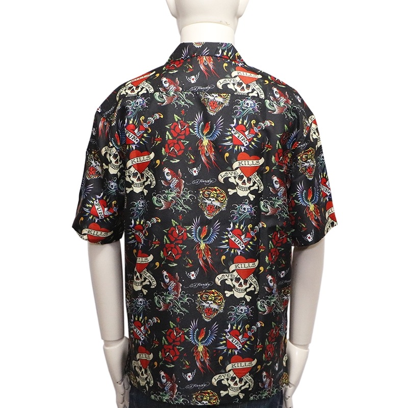 ED HARDY エドハーディー「ED HARDY」 総柄 接触冷感 ワイドシルエット