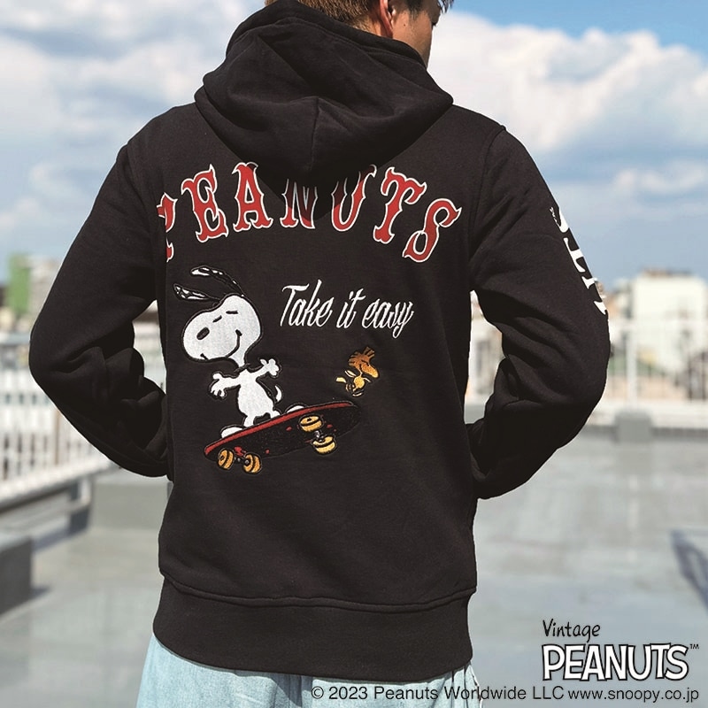 美品】FLAG STAFF×PEANUTS SNOOPY 刺繍 スウェット 黒 FLAGSTAFF