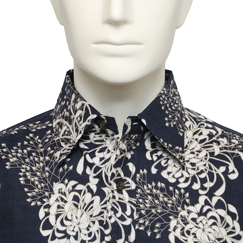 衣櫻 ころもざくら 菊 柄 和柄 半袖 レギュラーカラー シャツ サザン