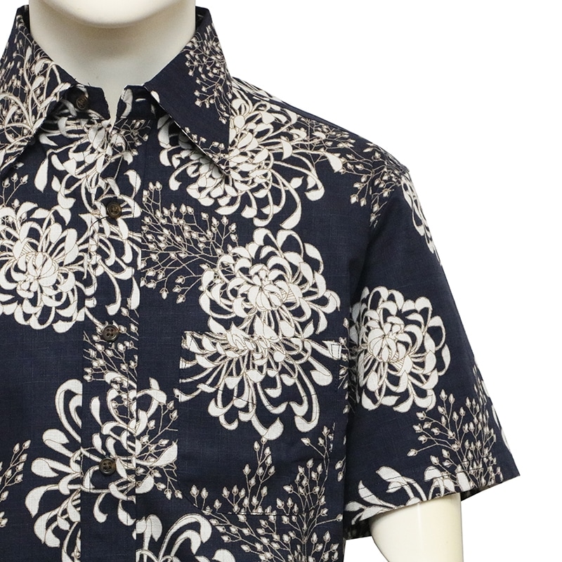 衣櫻 ころもざくら 菊 柄 和柄 半袖 レギュラーカラー シャツ サザン