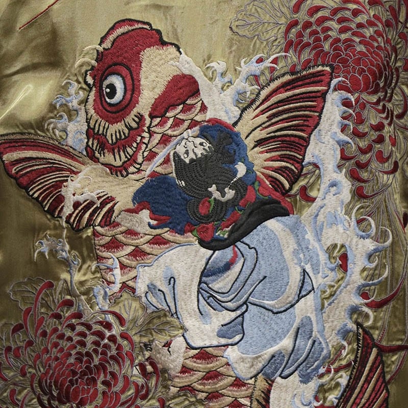 花旅楽団/ハナタビガクダン 鯉と金太郎柄 刺繍 和柄スカジャン （SSJ-518）