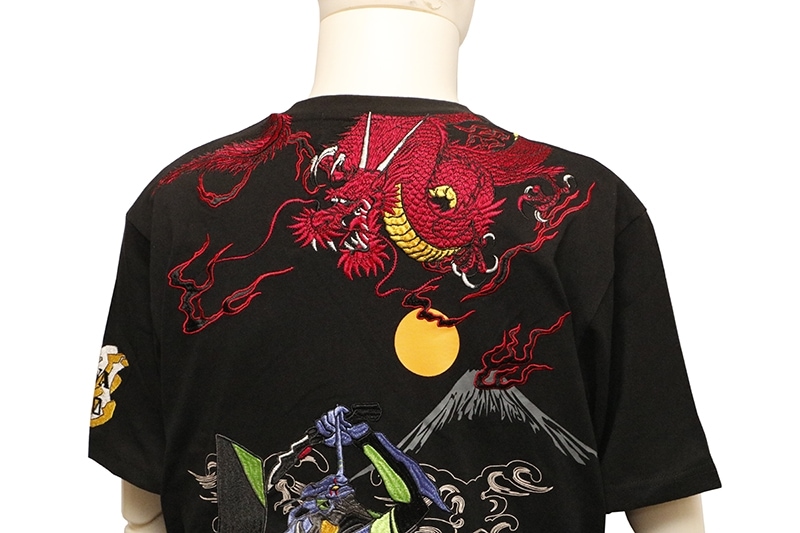 希少 エヴァンゲリオン 錦 NISHIKI ニシキ コラボ 初号機 飛龍 錦 nishiki × EVANGELION 初号機VS赤龍 柄 和柄 半袖 Tシャツ ( 554369 )