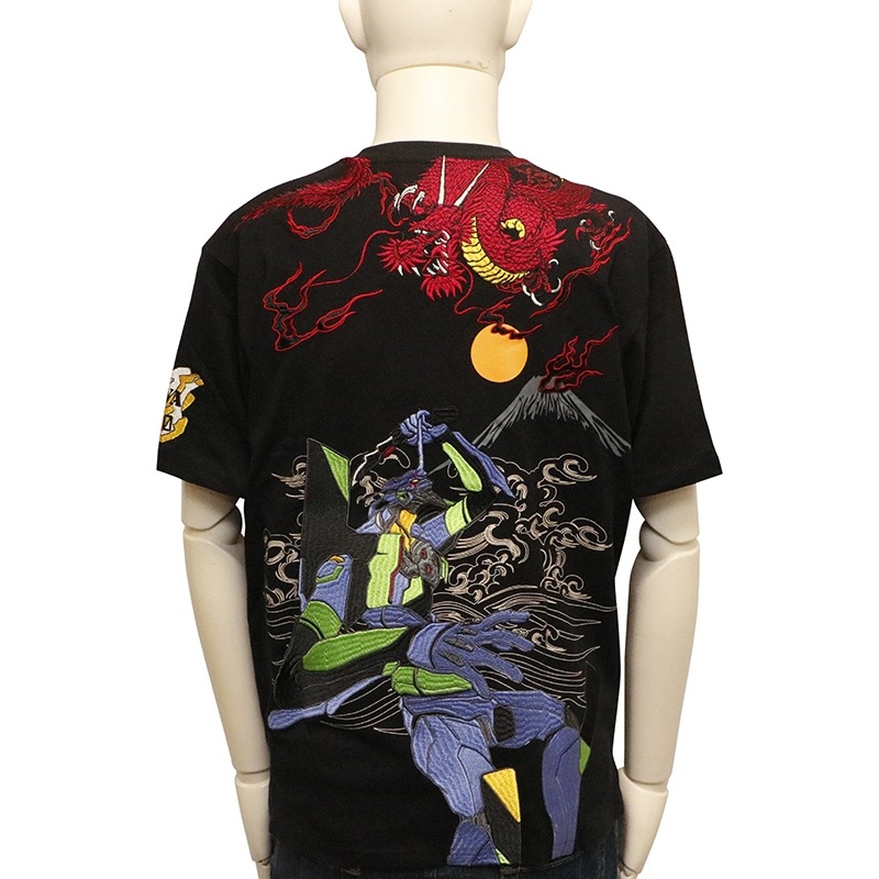 錦 nishiki × EVANGELION 初号機VS赤龍 柄 和柄 半袖 Tシャツ ( 554369 )