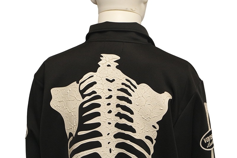 VANSON バンソン ボーンスカル 柄 立体プリント トラックジャケット