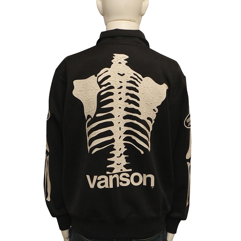VANSON バンソン ボーンスカル 柄 立体プリント トラックジャケット