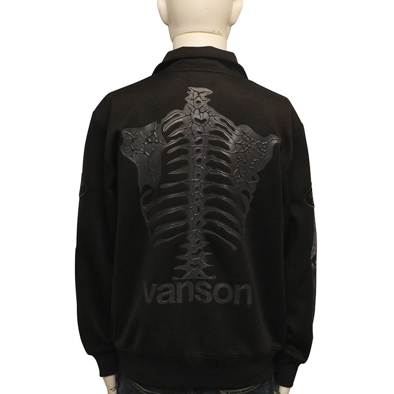 VANSON バンソン ボーンスカル 柄 立体プリント トラックジャケット
