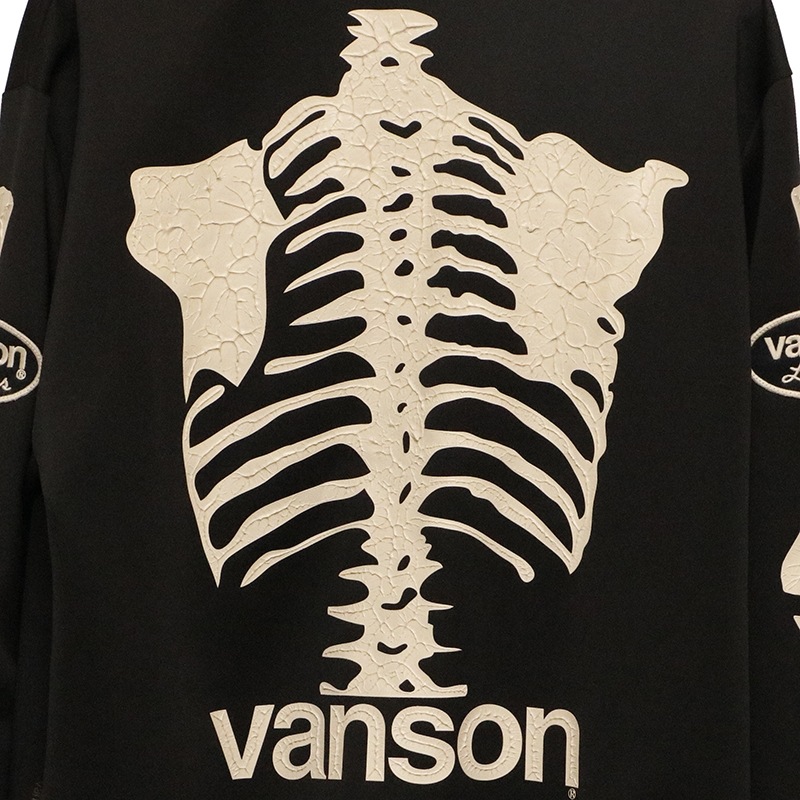 VANSON バンソン ボーンスカル 柄 立体プリント トラックジャケット