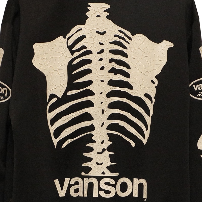 VANSON バンソン ボーンスカル 柄 立体プリント トラックジャケット