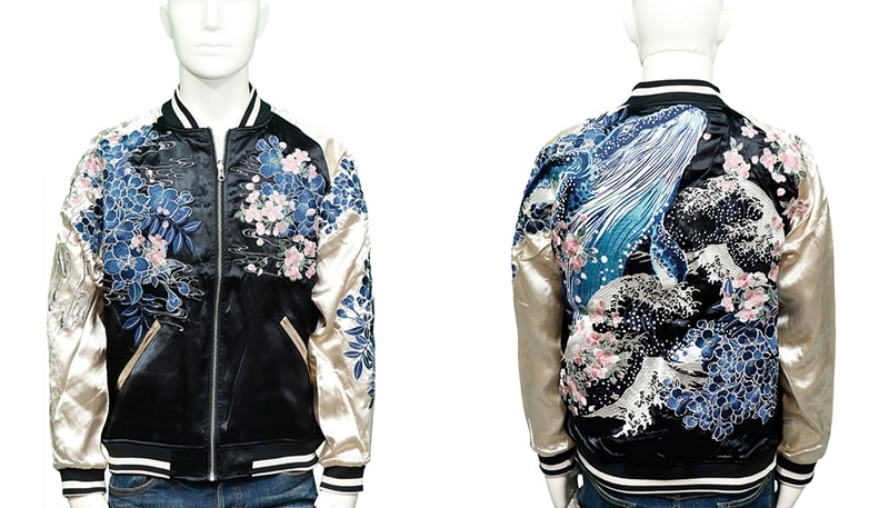 【新品未使用】絡繰魂 粋 スカジャン リバーシブル 荒波 ザトウクジラ 鯨 XL 粋 座頭鯨嵐リバーシブルスカジャン 絡繰魂 251133 和柄 和風