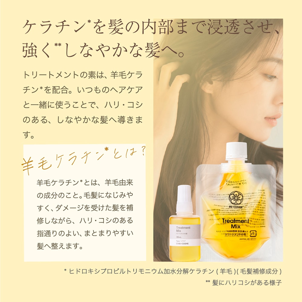 SNSで話題のケラチン配合トリートメントの素
