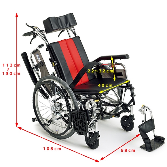 自走用ティルト＆リクライニング車椅子 ＴＲ－１ 肘跳ね上げ・足台