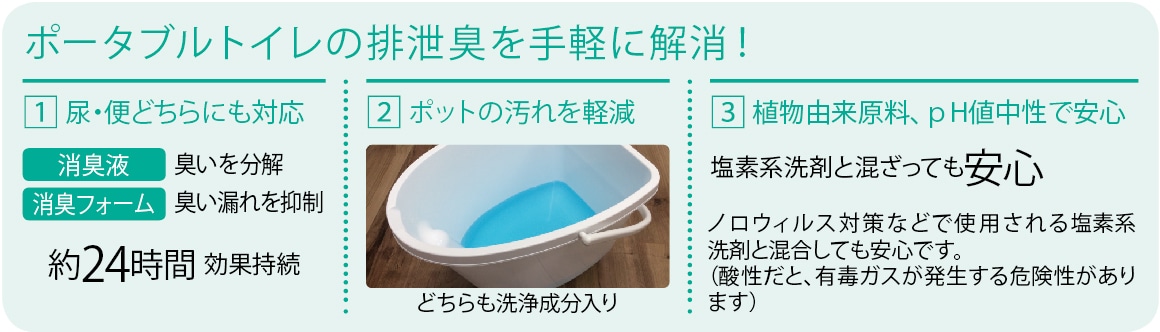 ポータブルトイレの排泄臭を手軽に解消