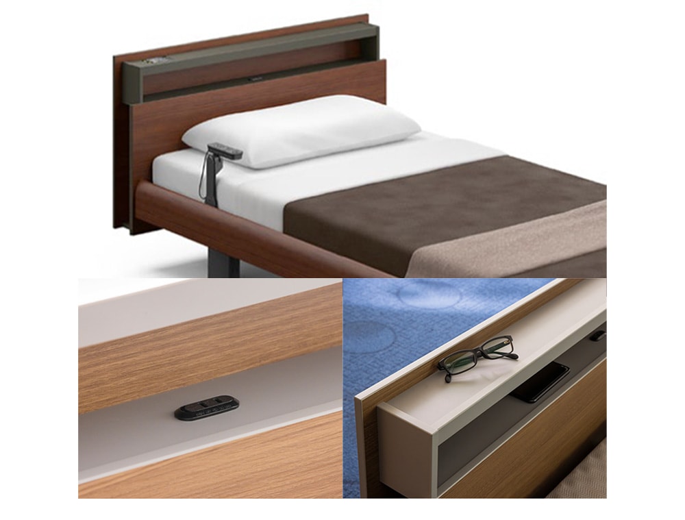 AC電源コンセント付きで天面に小物が置けます