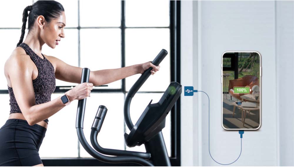 急速充電USBで、ワークアウト中もフルパワー