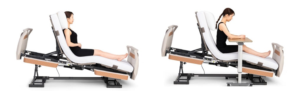 傾斜するからずれ・圧迫感が少なく、過ごしやすい座位姿勢へ【ラクリア3モーション】