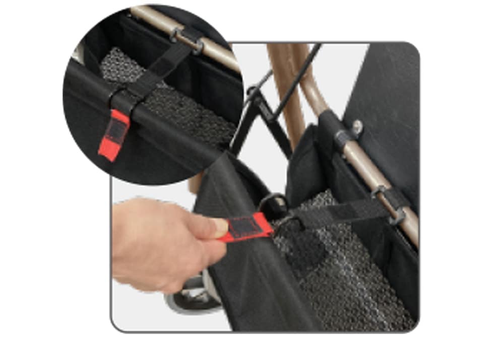 折りたたみベルトを留めてしっかり固定。