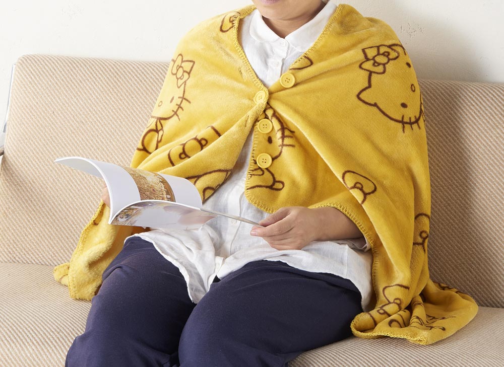 ひざ掛け(ハローキティ)/イエロー/大 ｜ 介護衣類・介護パジャマ