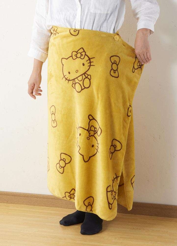 ひざ掛け(ハローキティ)/イエロー/大 ｜ 介護衣類・介護パジャマ