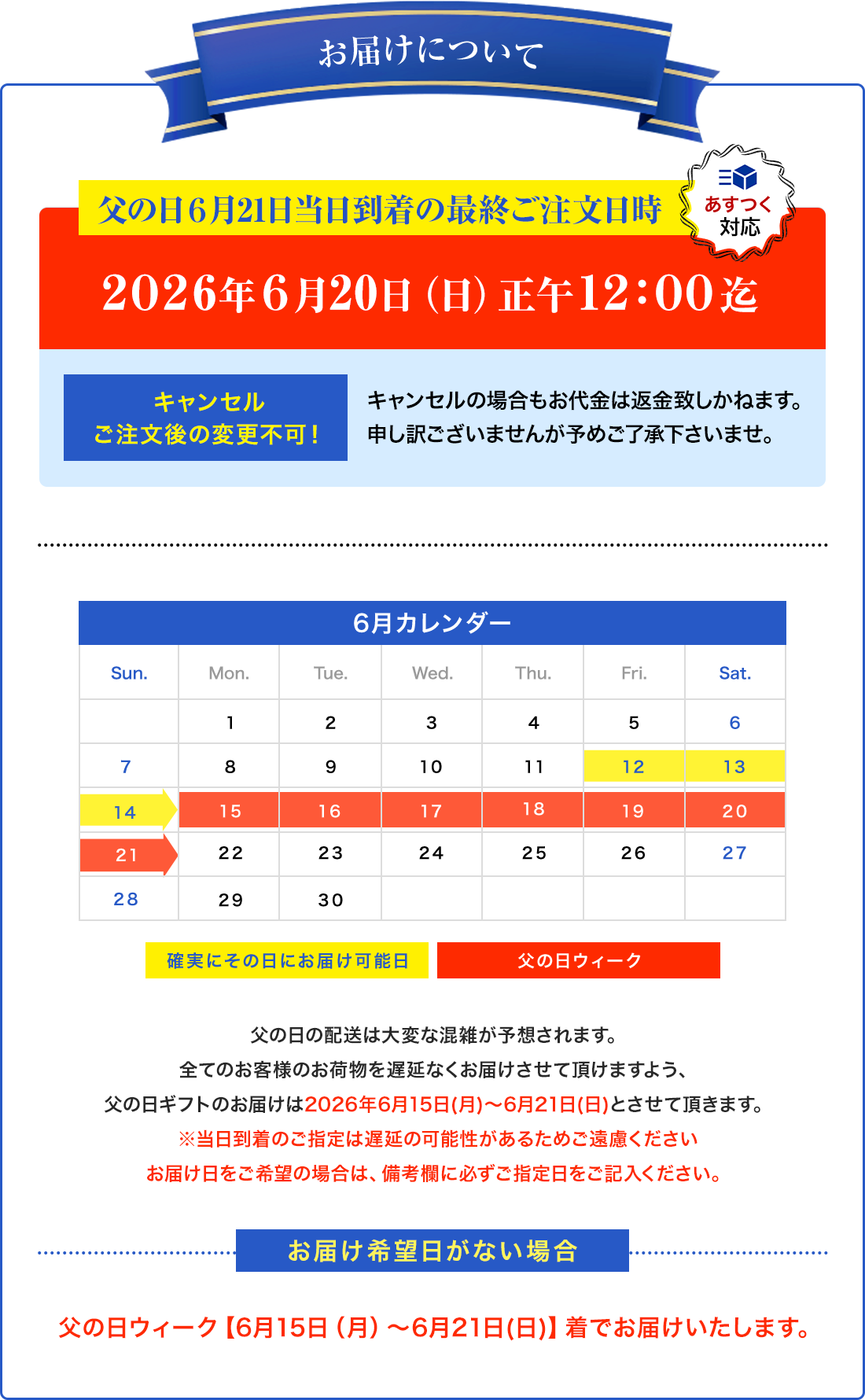 お届けについて