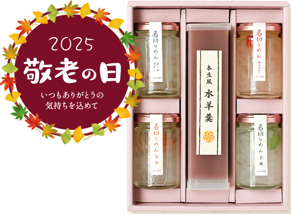 本生風 水羊羹（水ようかん）と4種の葛切りめんセット