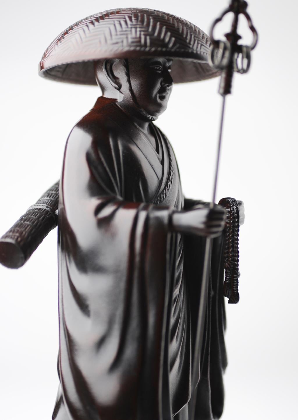 仏像】弘法大師（空海） - 総高24cm 茶彩色 高岡銅器 | 日本の手技