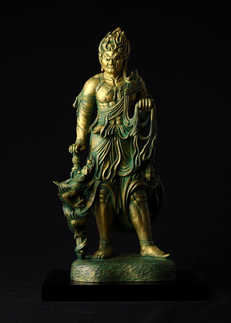 仏像 不動明王 総高30cm 原型 松久宗琳 蝋型 高岡銅器 日本の手技 高岡銅器の仏像 仏像ワールド