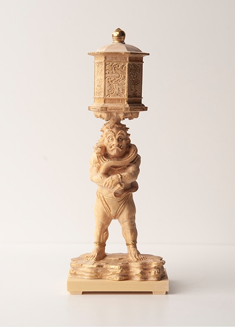 極小仏 雷神 （木製：ツゲ）＿木彫り 仏像 仏像ワールド（GSBらいじん