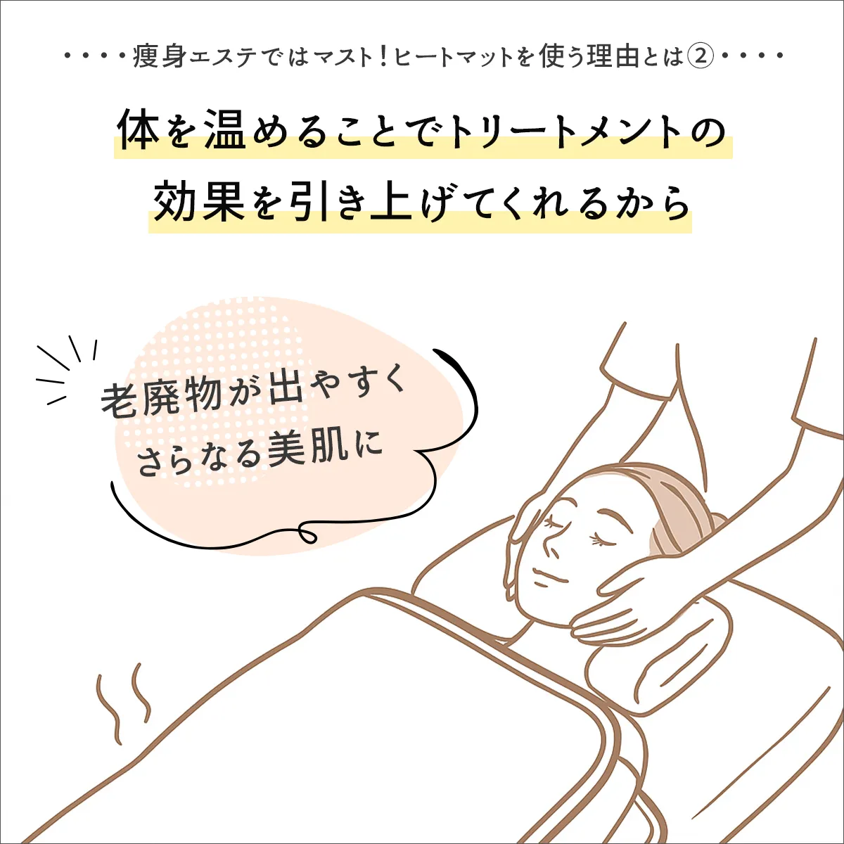 痩身エステでヒートマットを取り入れている理由は体を温めることでトリートメントの効果を引き上げてくれるから