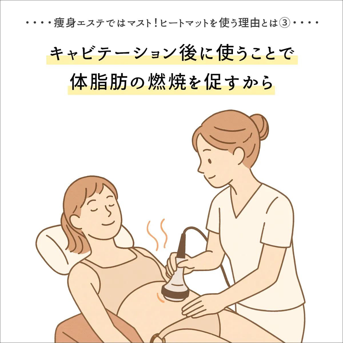 痩身エステでヒートマットを取り入れている理由はキャビテーション後に使うことで体脂肪の燃焼を促すから