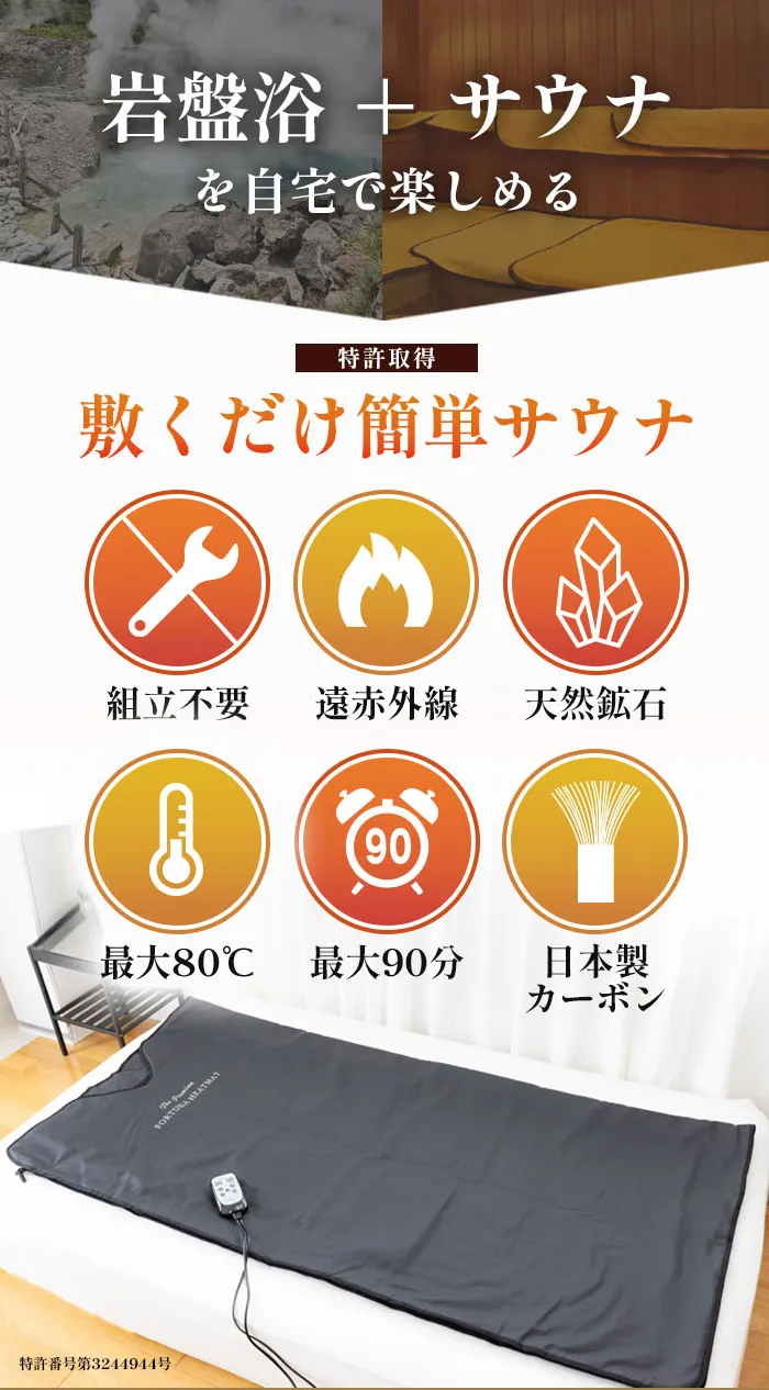 岩盤浴サウナラップ The premium FORTUNA HEATMAT -家庭で手軽に