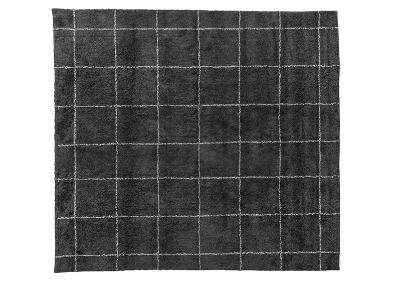 チェック柄　コットンラグ　Mサイズ 正方形(185×185cm)グレー
