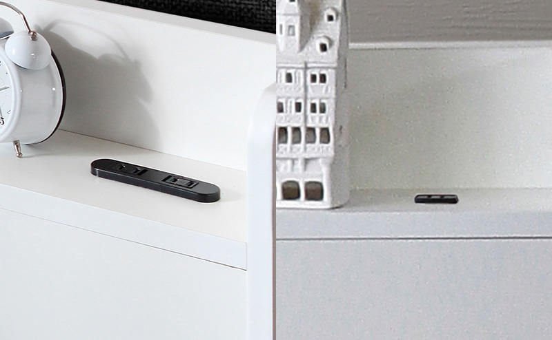 ヘッド棚とコンセント（スライド式 2口／1口×2）