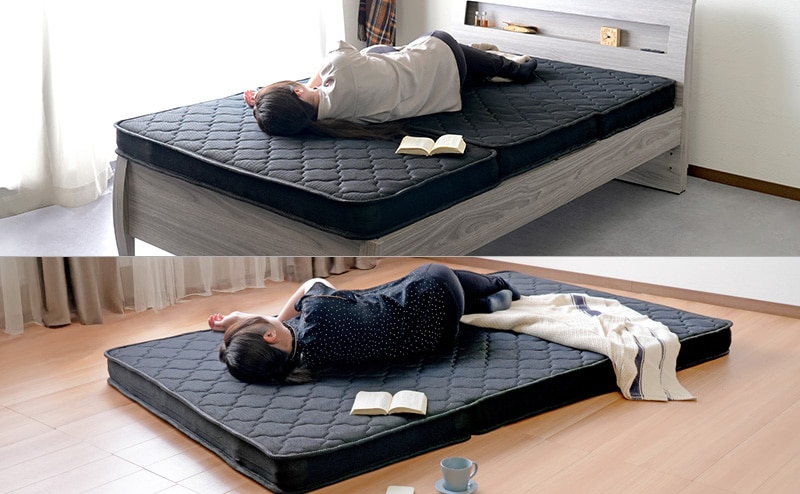 床置きとベッドフレーム上 2WAY 使用イメージ