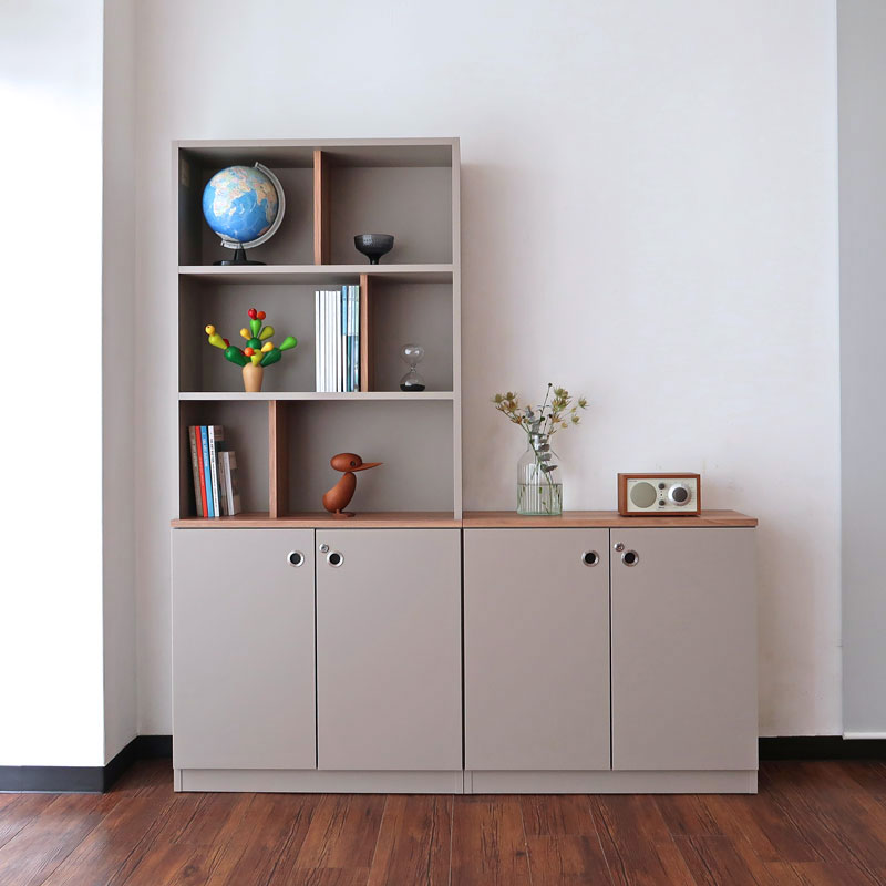 完成品】 書斎 本棚 大容量 収納 A4 グレー 幅80 奥行30 スリム 可動棚