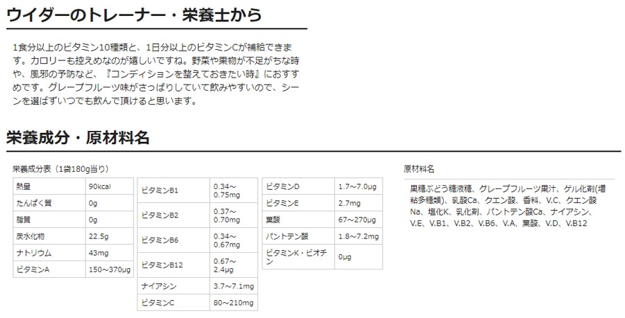 森永製菓】 ウイダー in ゼリー マルチビタミン グレープフルーツ味 180g [6個セット] Weider バランス栄養食 10秒チャージ |  サプリメント | ラグビー用品 通販 【キャップ・ラガーズ】