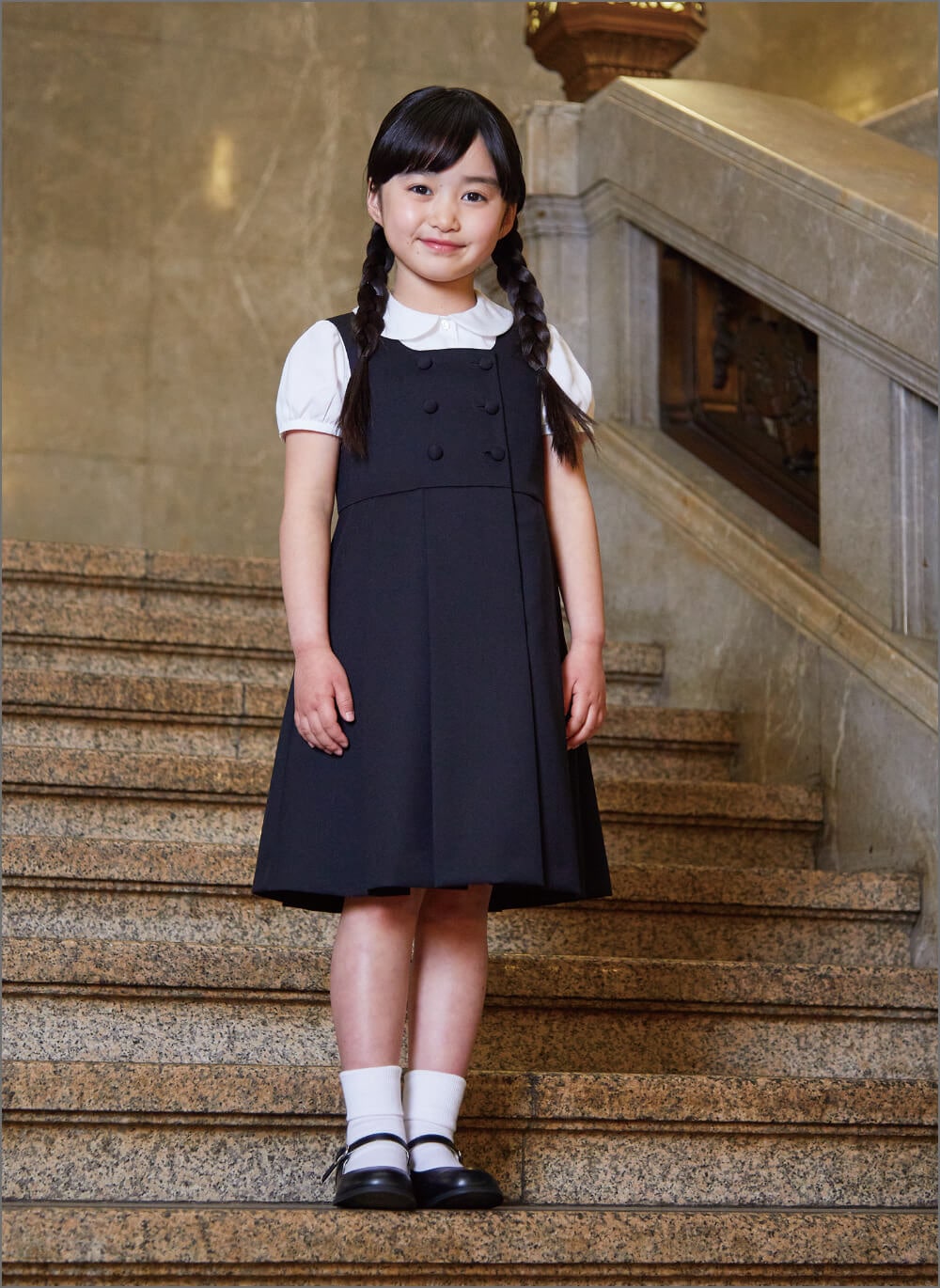 小学校受験 ファミリア 女の子フォーマル 紺色 - ドレス/フォーマル
