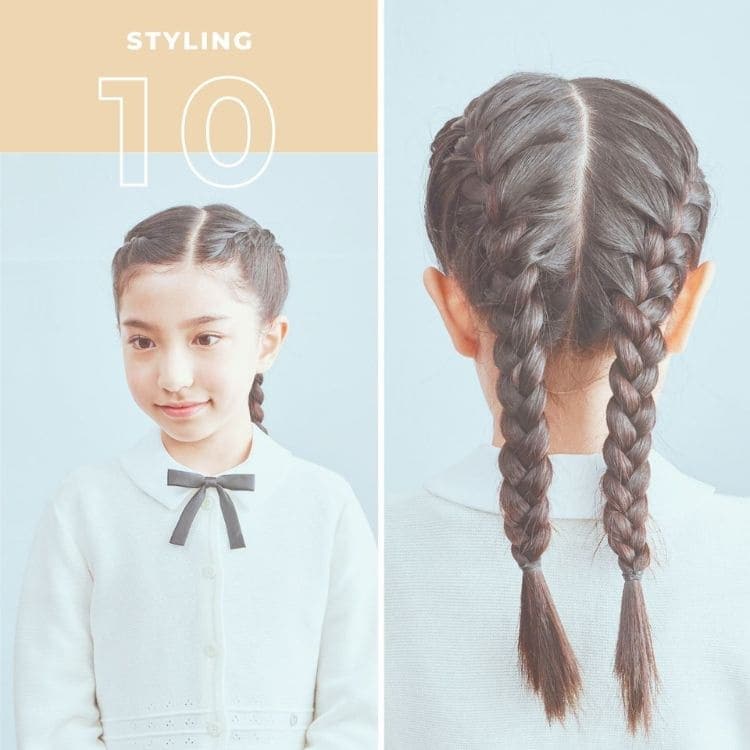 清潔感と端正さを兼ね備えた、「お受験に最適な三つ編みスタイル」