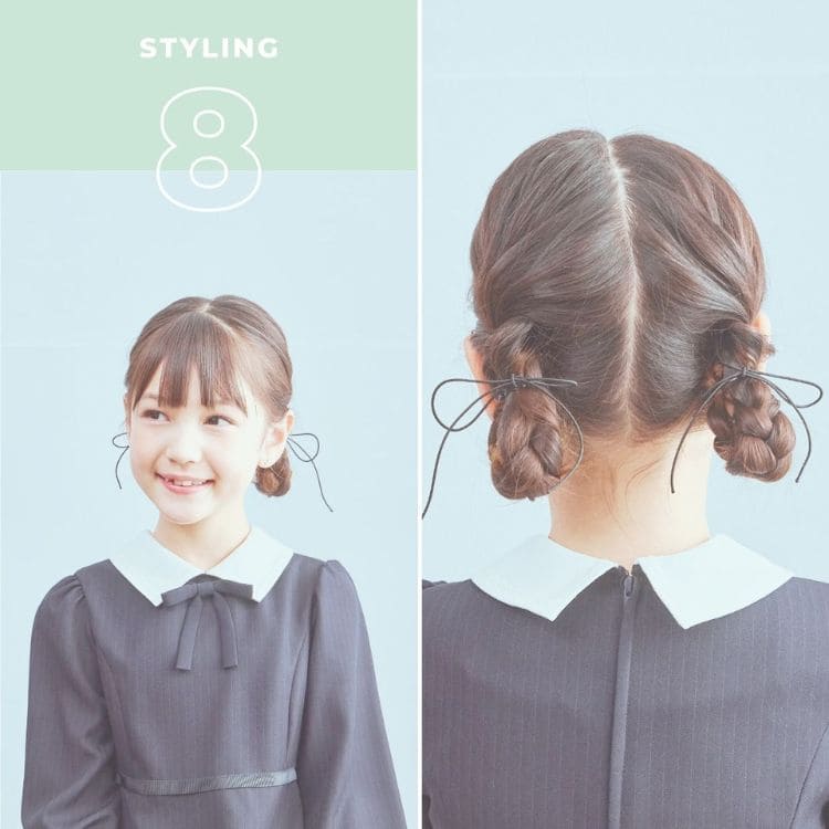 「三つ編みツインのお団子で、可愛さも上品さもひとりじめ。」