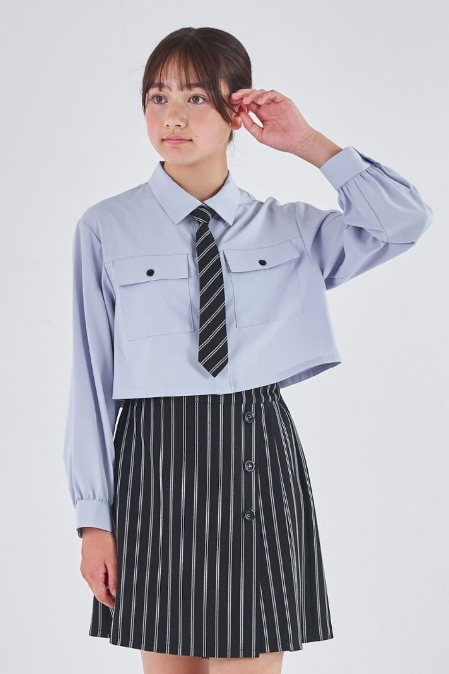 【WEB限定】短丈シャツ＆ラップキュロットセットアップ 150 160cm (2571-2526) CHOPIN blue/ショパンブルー