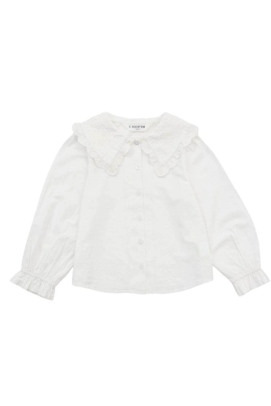 BIGカラーエンブロイダリーブラウス 90 100 110 120 130 140 150 160 170cm (2573-7308/2573-7508) CHOPINblue/ショパンブルー