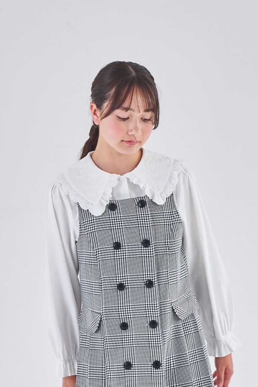 BIGカラーエンブロイダリーブラウス 90 100 110 120 130 140 150 160 170cm (2573-7308/2573-7508) CHOPINblue/ショパンブルー