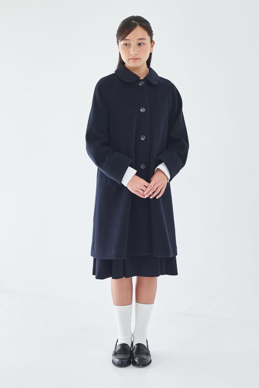 【ジュニア】ラグランスリーブステンカラーコート 140 150 160cm (2572-7518) CHOPIN blue/ショパンブルー