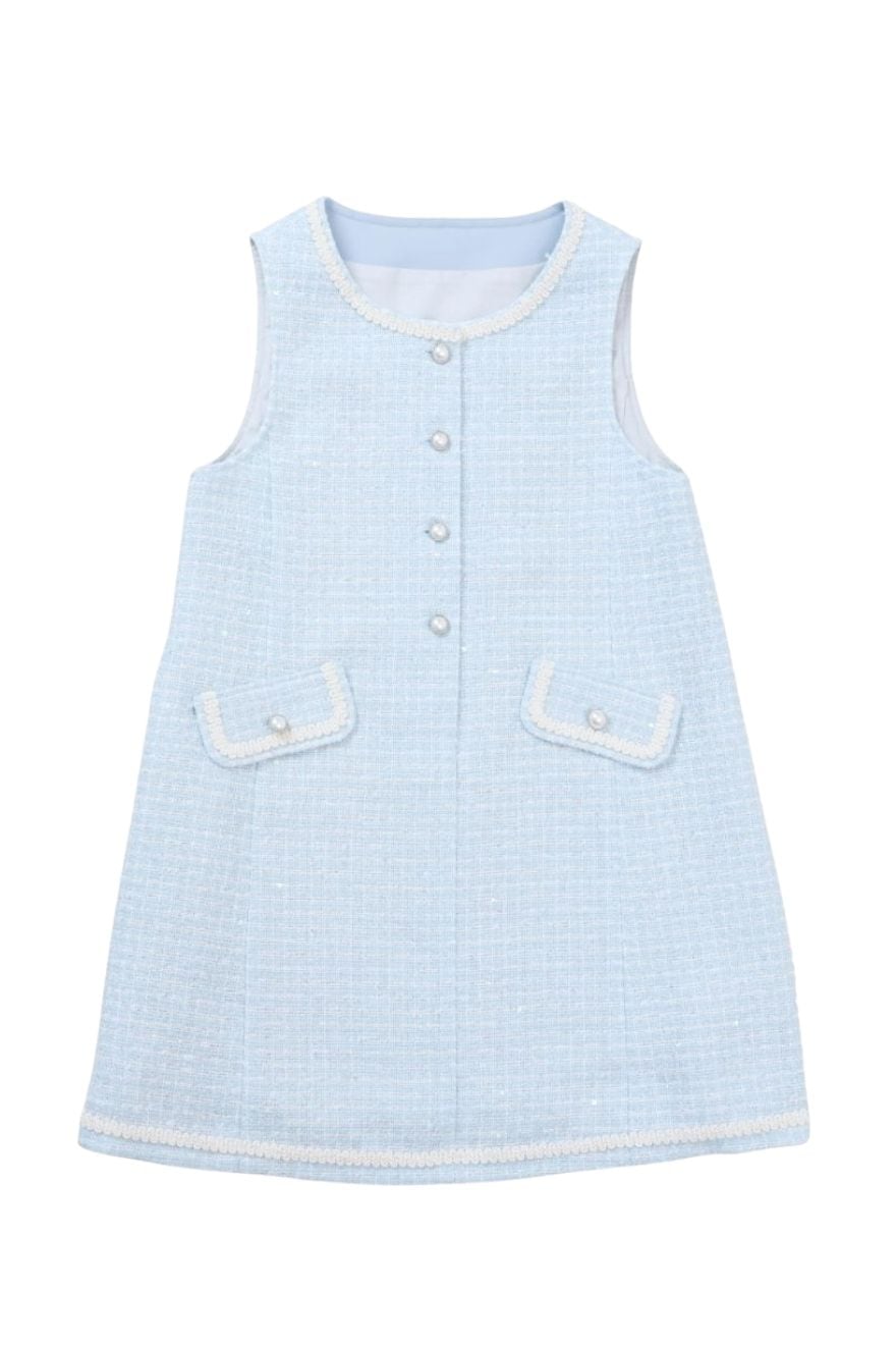 ファンシーツイードフロント釦ジャンパースカート 110 120 130 140cm (2576-7310) CHOPIN blue/ショパンブルー