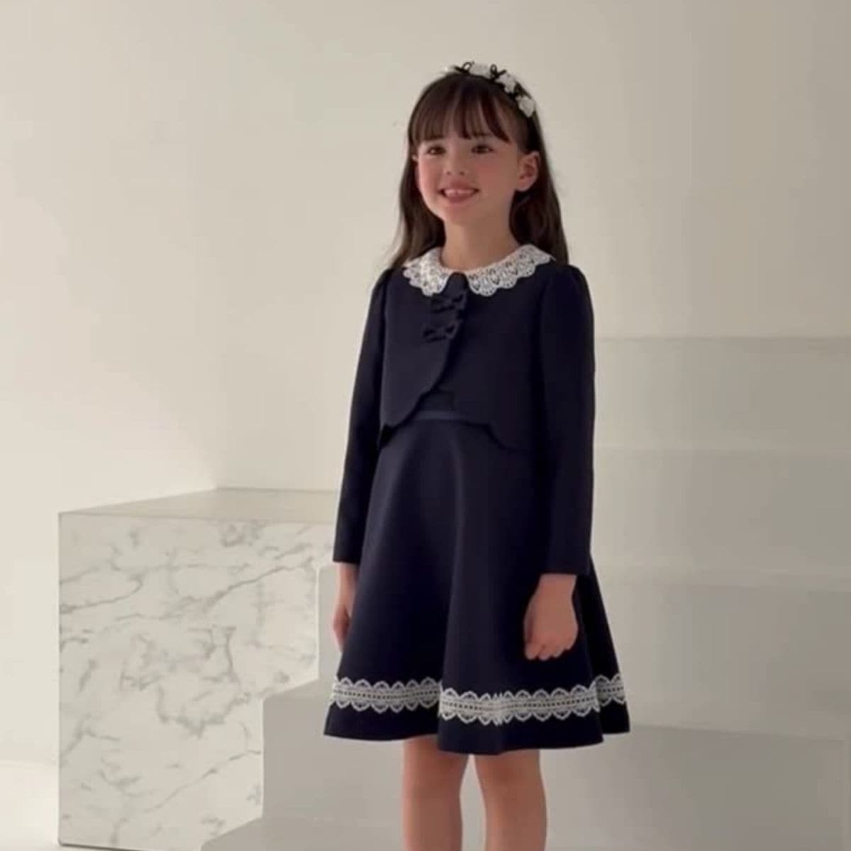 新色追加】レース襟アンサンブル 115 120 130cm （1301-7350