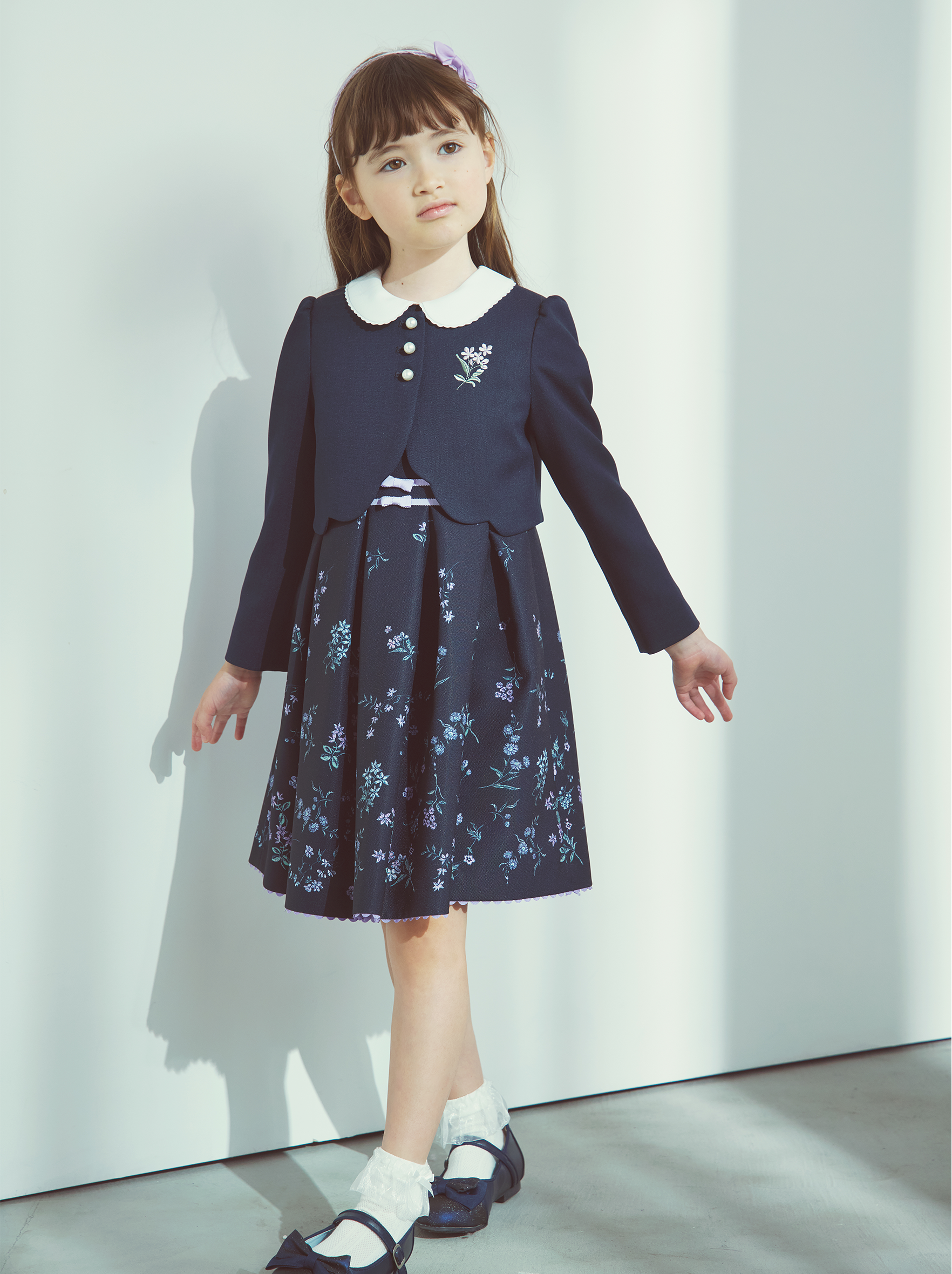 ボタニカルプリントアンサンブル ネイビー