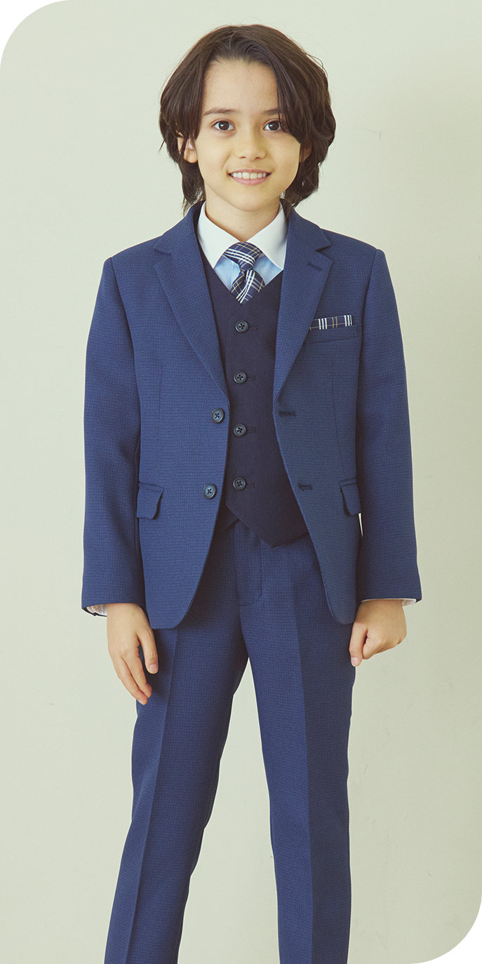 ネイビー3ピースロングパンツスーツ ネイビー