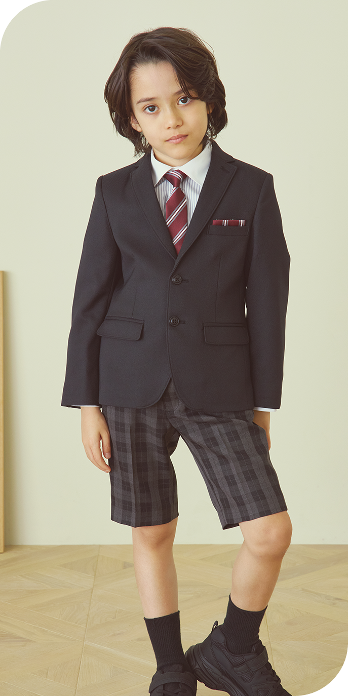 格子パンツスーツ ブラック