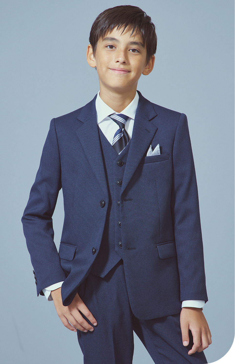 バーズアイ3ピーススーツ ネイビー