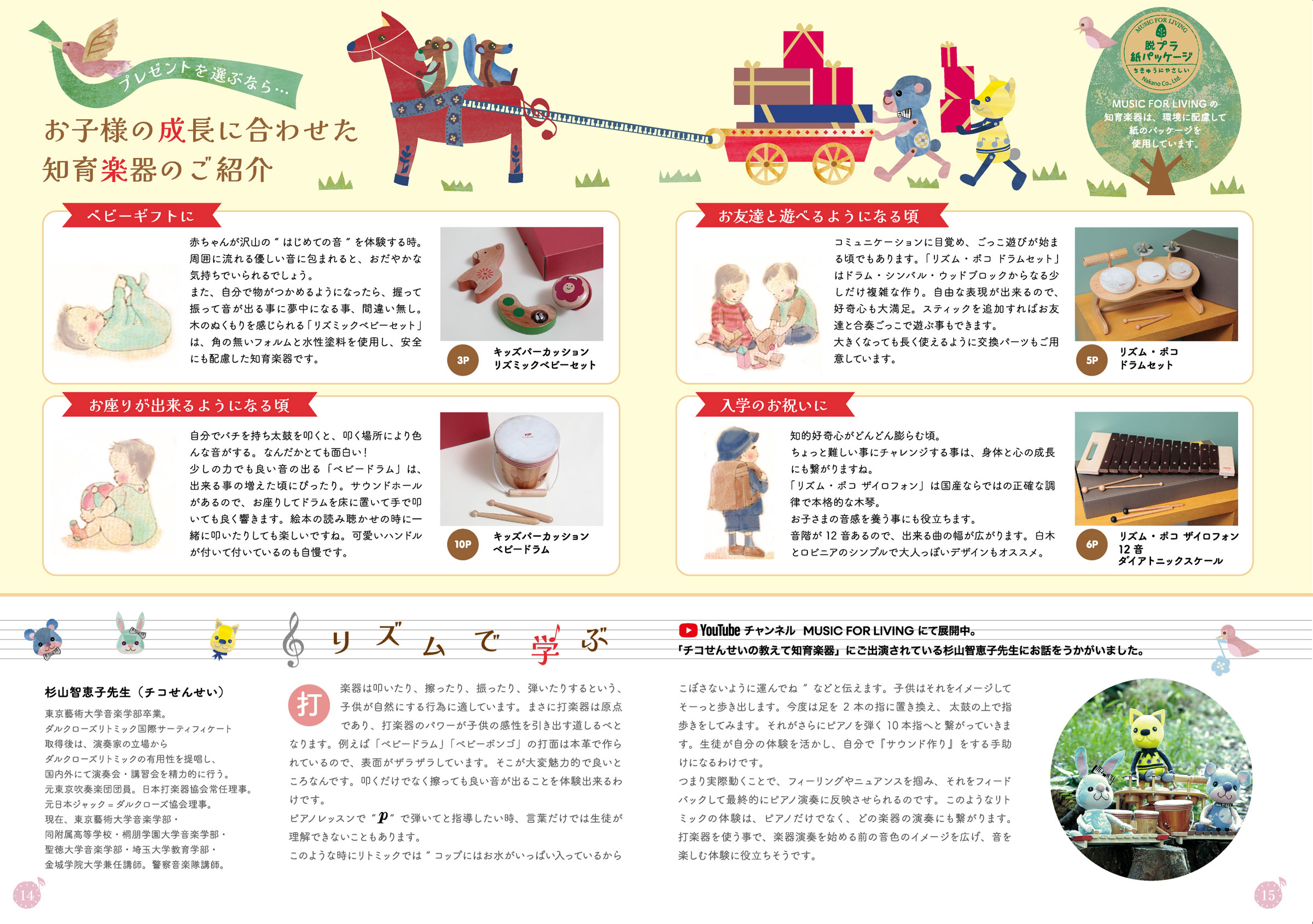 杉山智恵子先生『リズムで学ぶ』キッズパーカッションカタログ掲載ページ